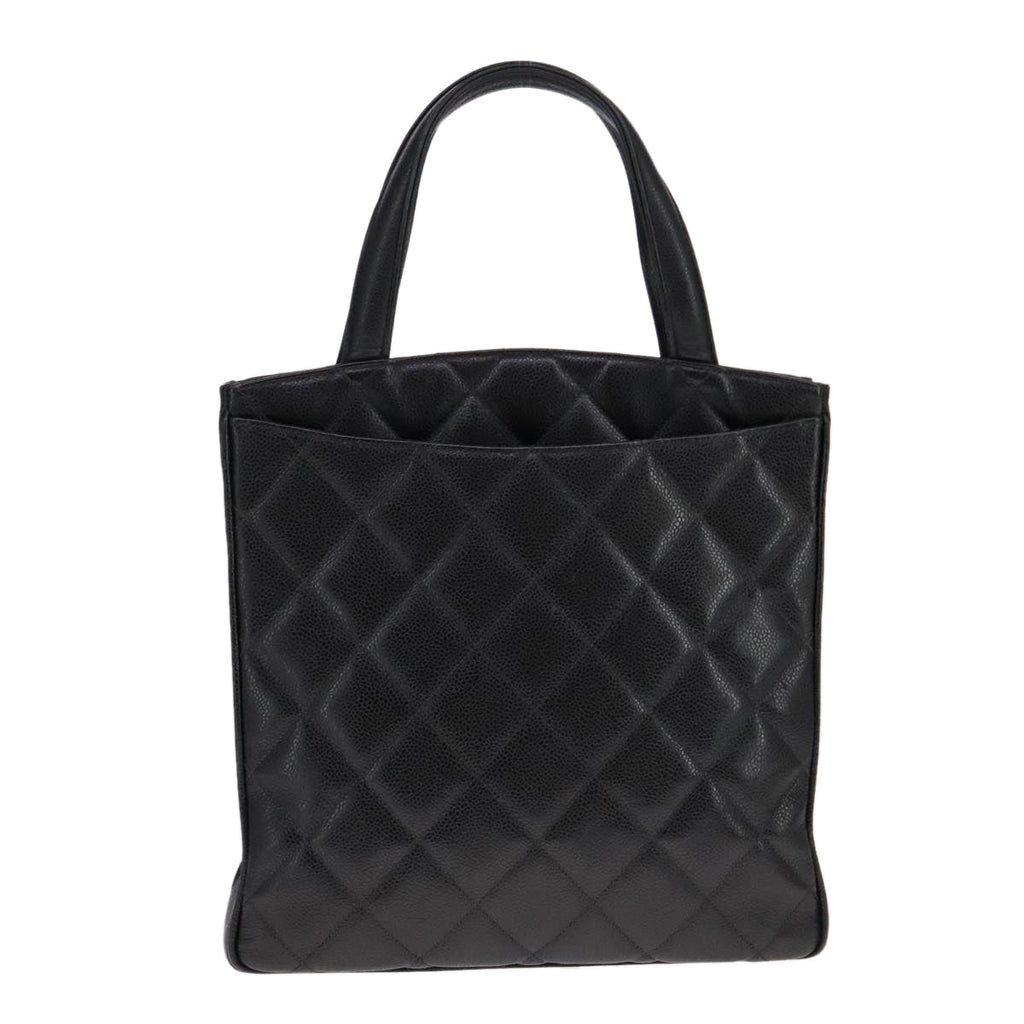 CHANEL Matelasse Tote Bag Caviar Skin Black CC 107636