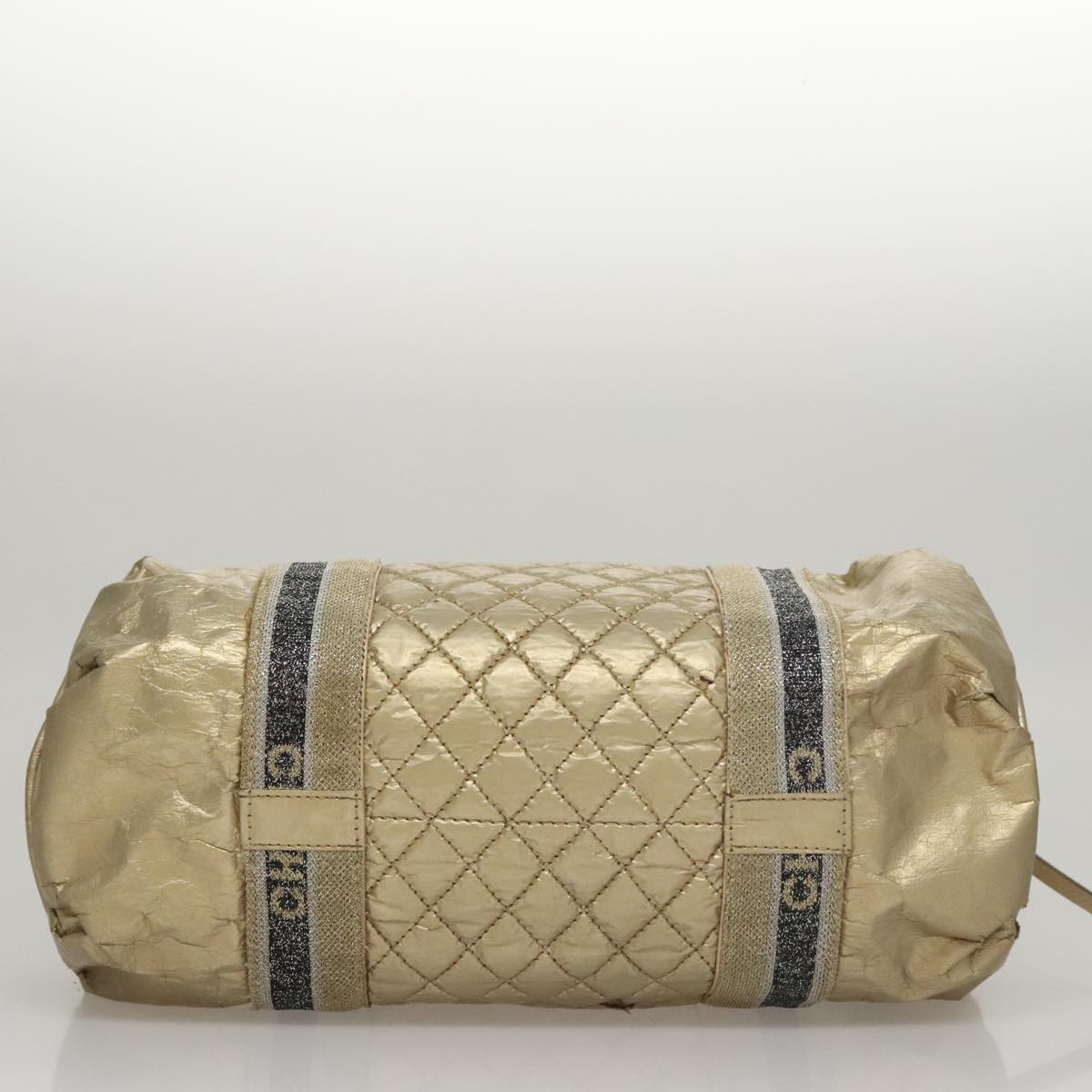 CHANEL Hand Bag Coated Canvas Gold Tone CC 107865