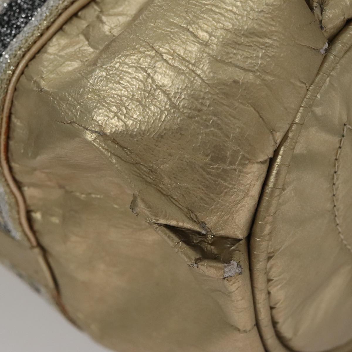 CHANEL Hand Bag Coated Canvas Gold Tone CC 107865