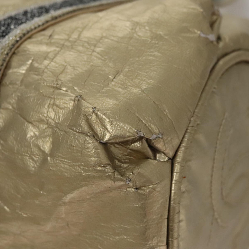 CHANEL Hand Bag Coated Canvas Gold Tone CC 107865