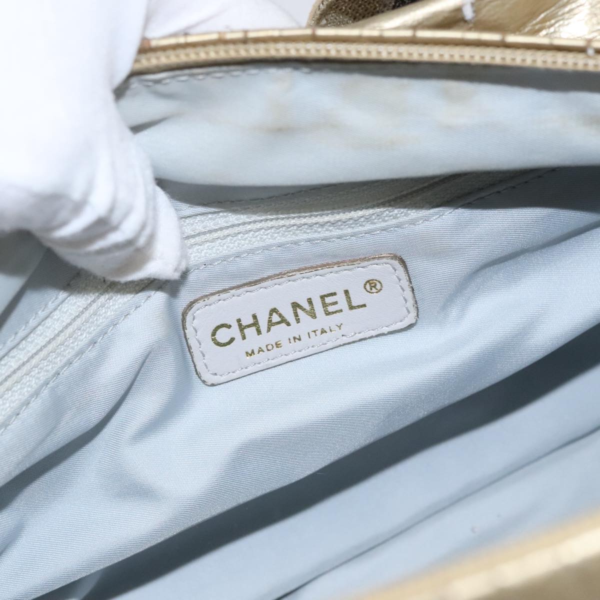 CHANEL Hand Bag Coated Canvas Gold Tone CC 107865