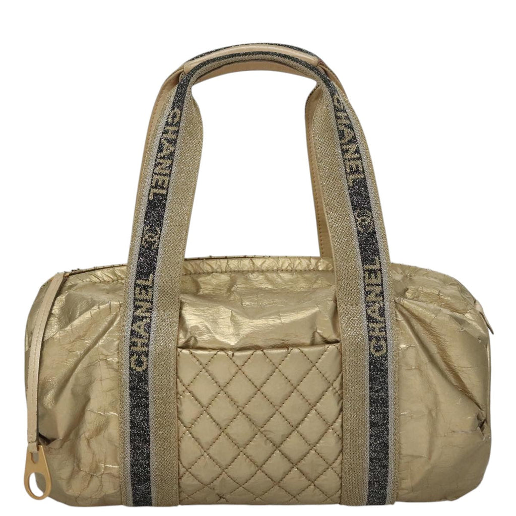 CHANEL Hand Bag Coated Canvas Gold Tone CC 107865