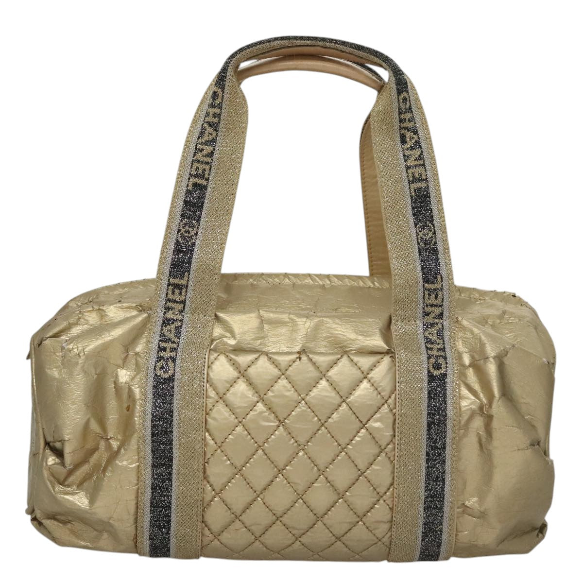 CHANEL Hand Bag Coated Canvas Gold Tone CC 107865