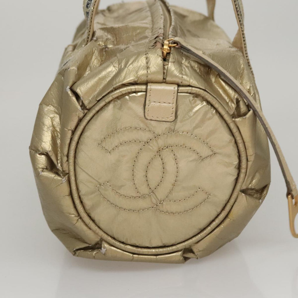 CHANEL Hand Bag Coated Canvas Gold Tone CC 107865