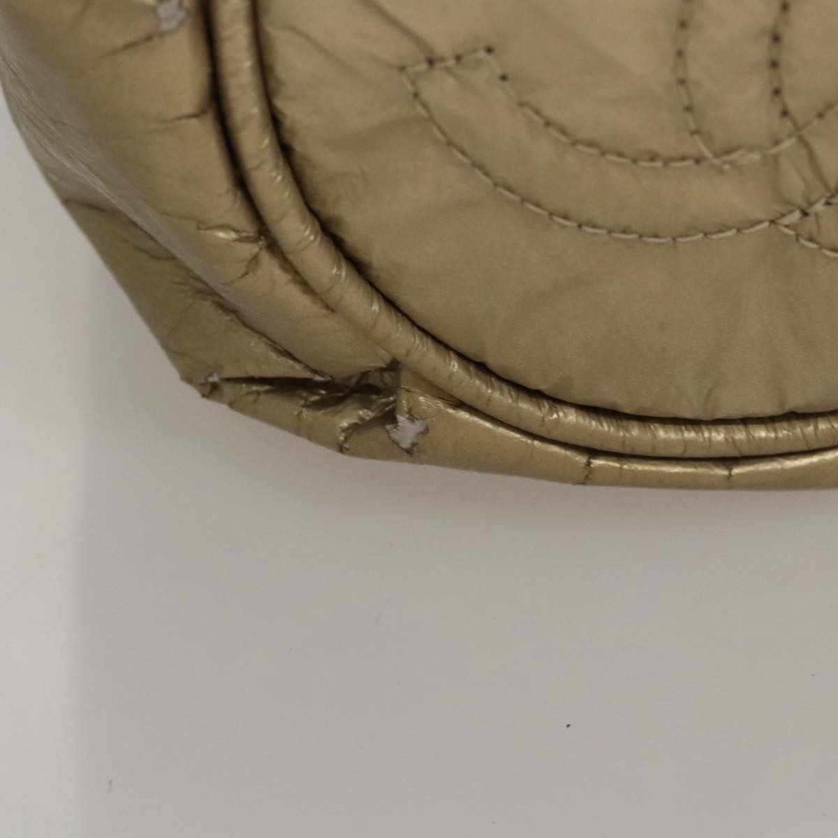 CHANEL Hand Bag Coated Canvas Gold Tone CC 107865