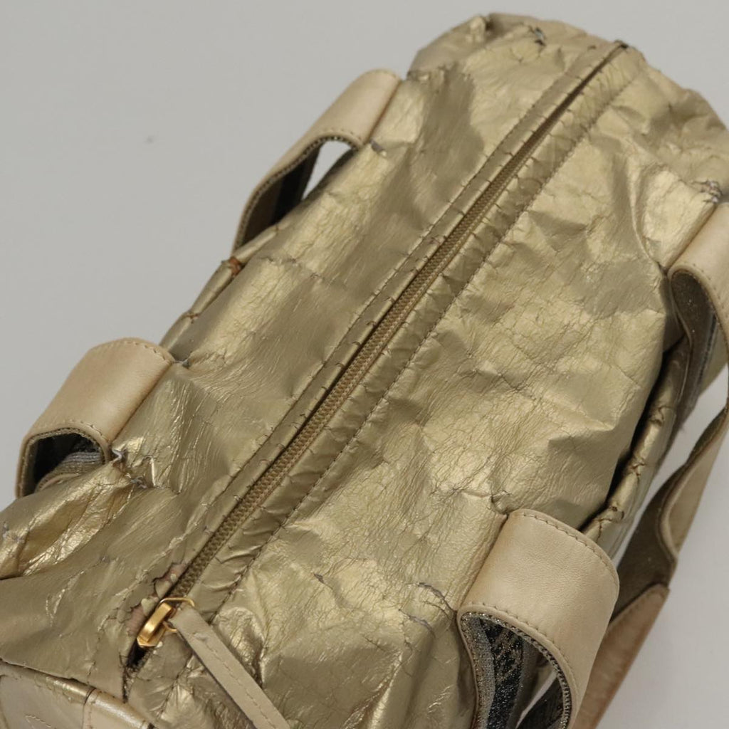 CHANEL Hand Bag Coated Canvas Gold Tone CC 107865