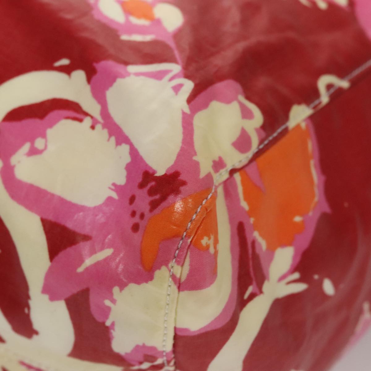 CHANEL Flower Tote Bag Vinyl Coating Red CC 107942