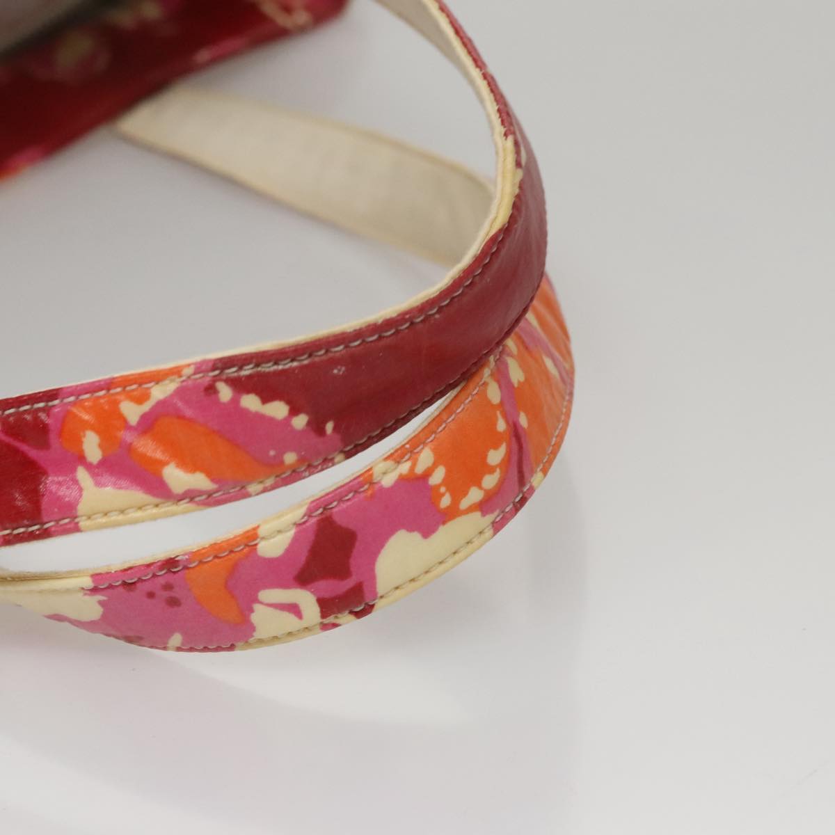 CHANEL Flower Tote Bag Vinyl Coating Red CC 107942