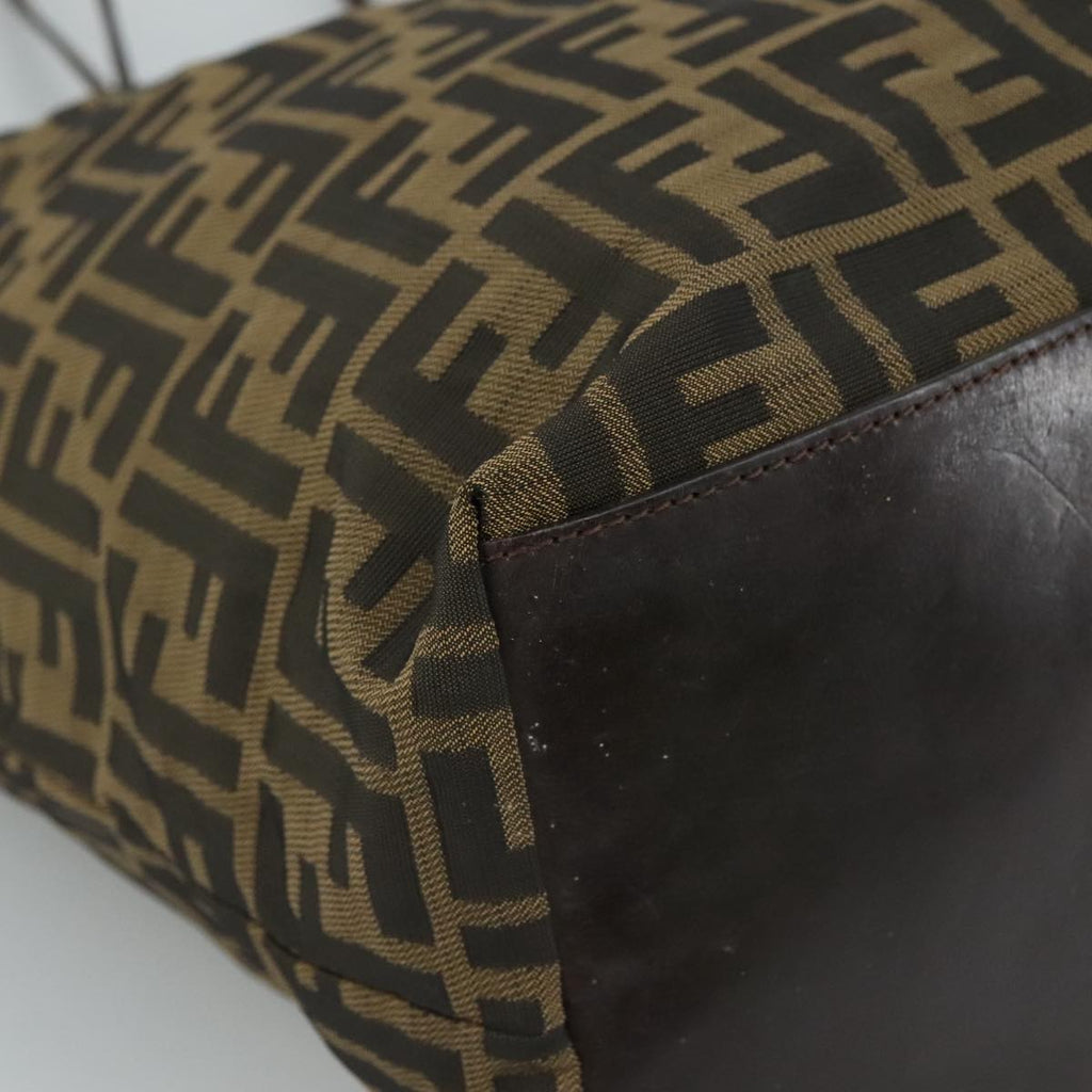 FENDI Zucca Canvas Tote Bag Brown Black Silver 107962