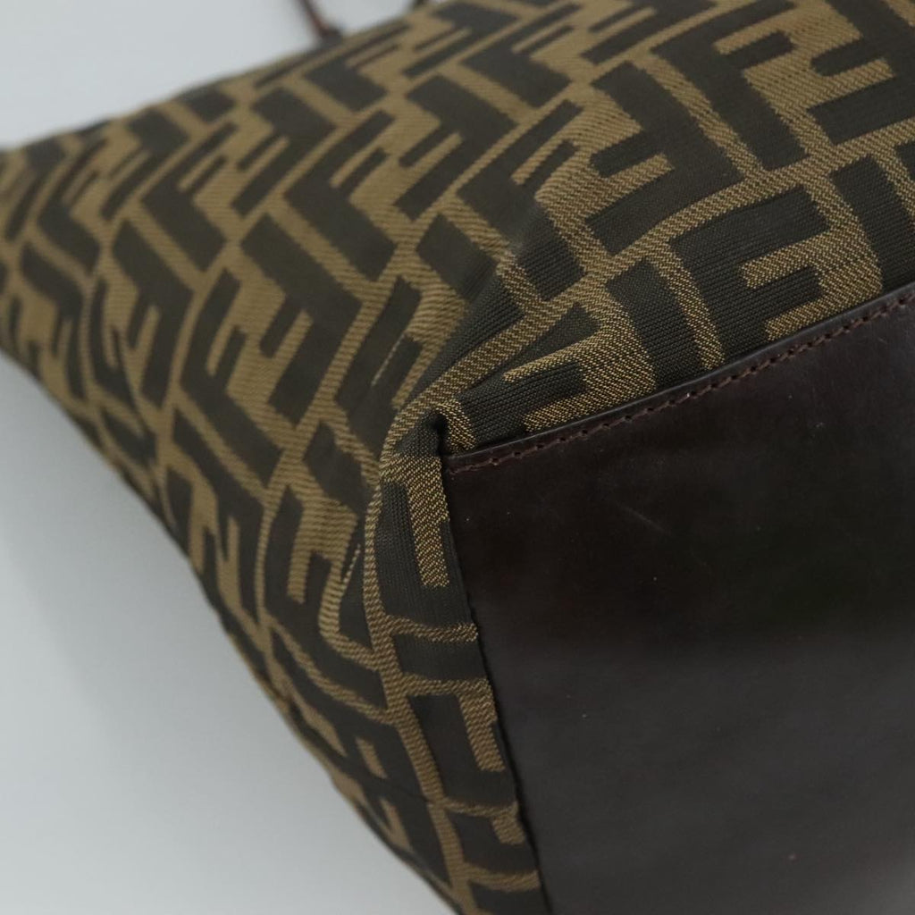 FENDI Zucca Canvas Tote Bag Brown Black Silver 107962