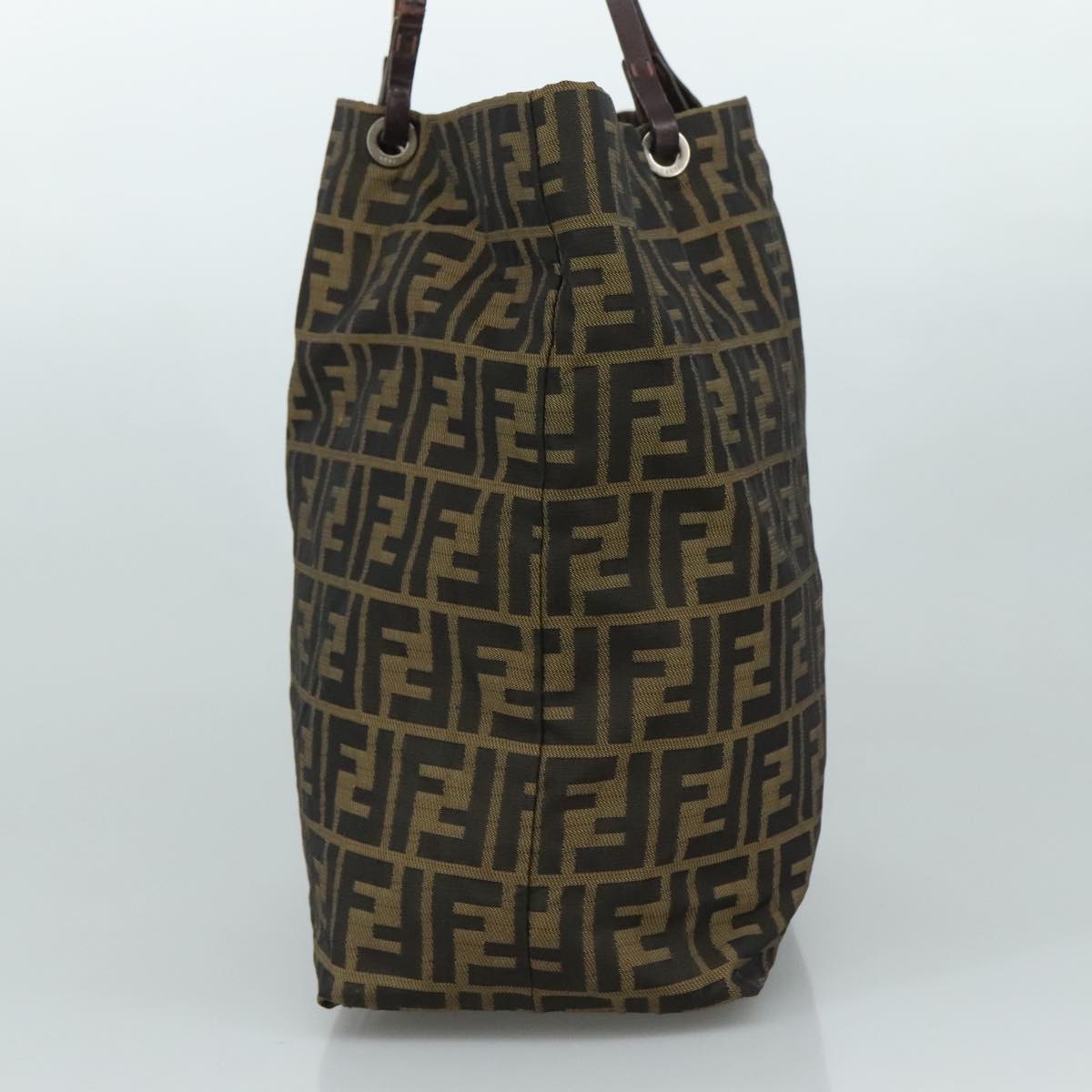FENDI Zucca Canvas Tote Bag Brown Black Silver 107962