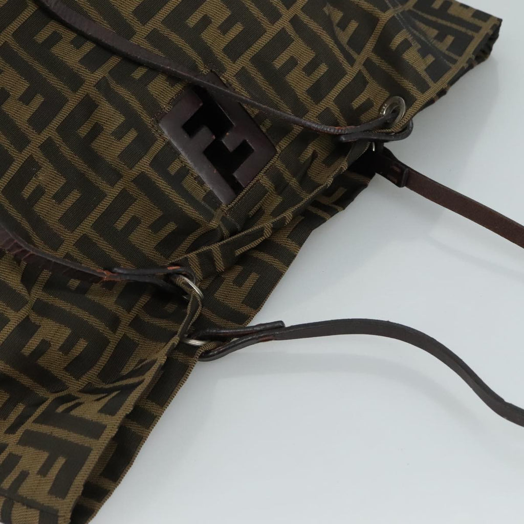 FENDI Zucca Canvas Tote Bag Brown Black Silver 107962