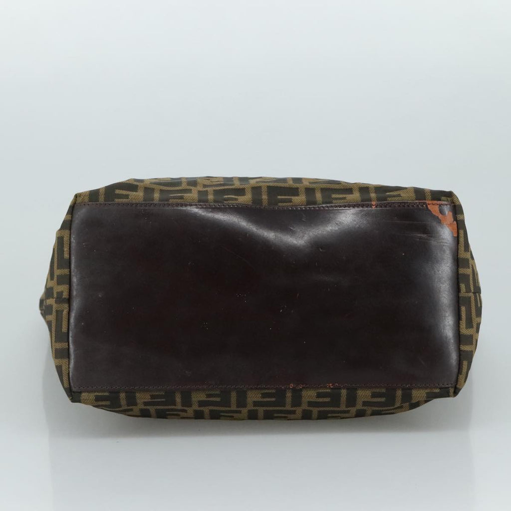 FENDI Zucca Canvas Tote Bag Brown Black Silver 107962