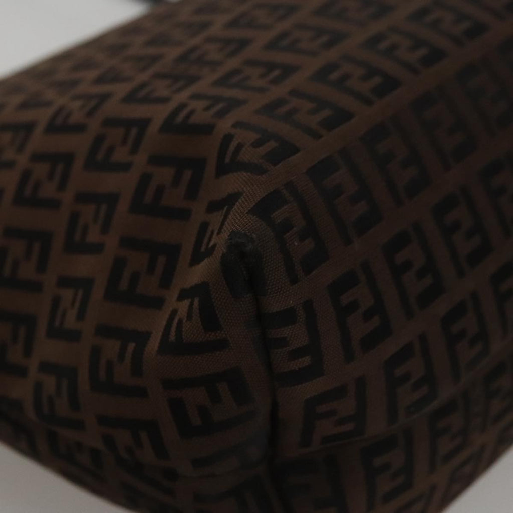 FENDI Zucchino Canvas Tote Bag Brown Black 107967