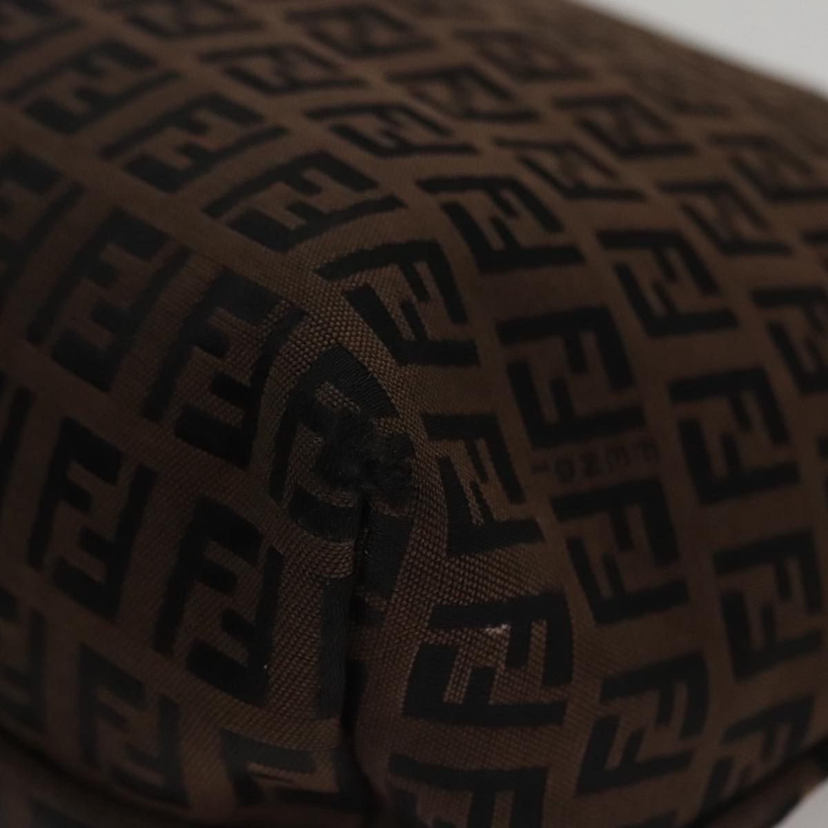 FENDI Zucchino Canvas Tote Bag Brown Black 107967
