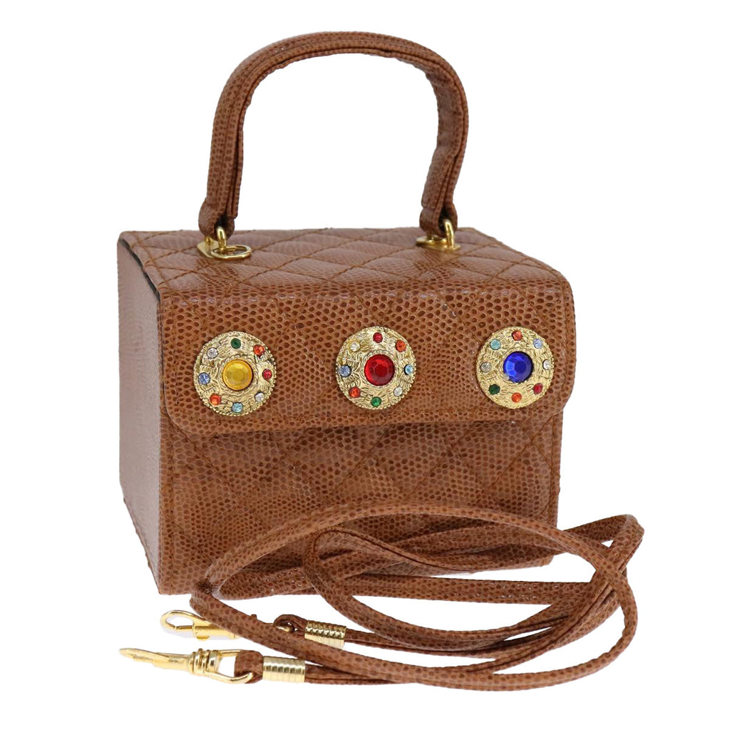 FENDI Vanity Hand Bag Leather 2way Brown 108006A