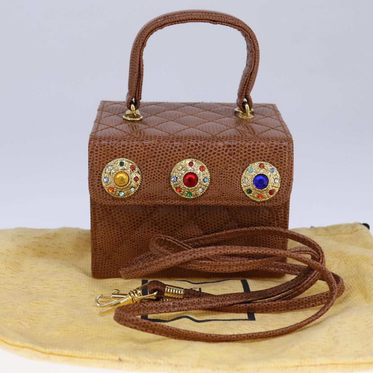 FENDI Vanity Hand Bag Leather 2way Brown 108006A