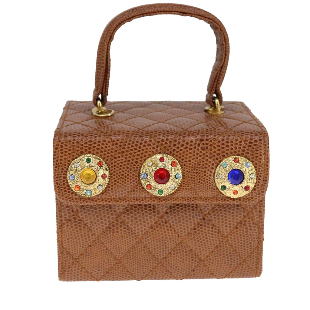 FENDI Vanity Hand Bag Leather 2way Brown 108006A