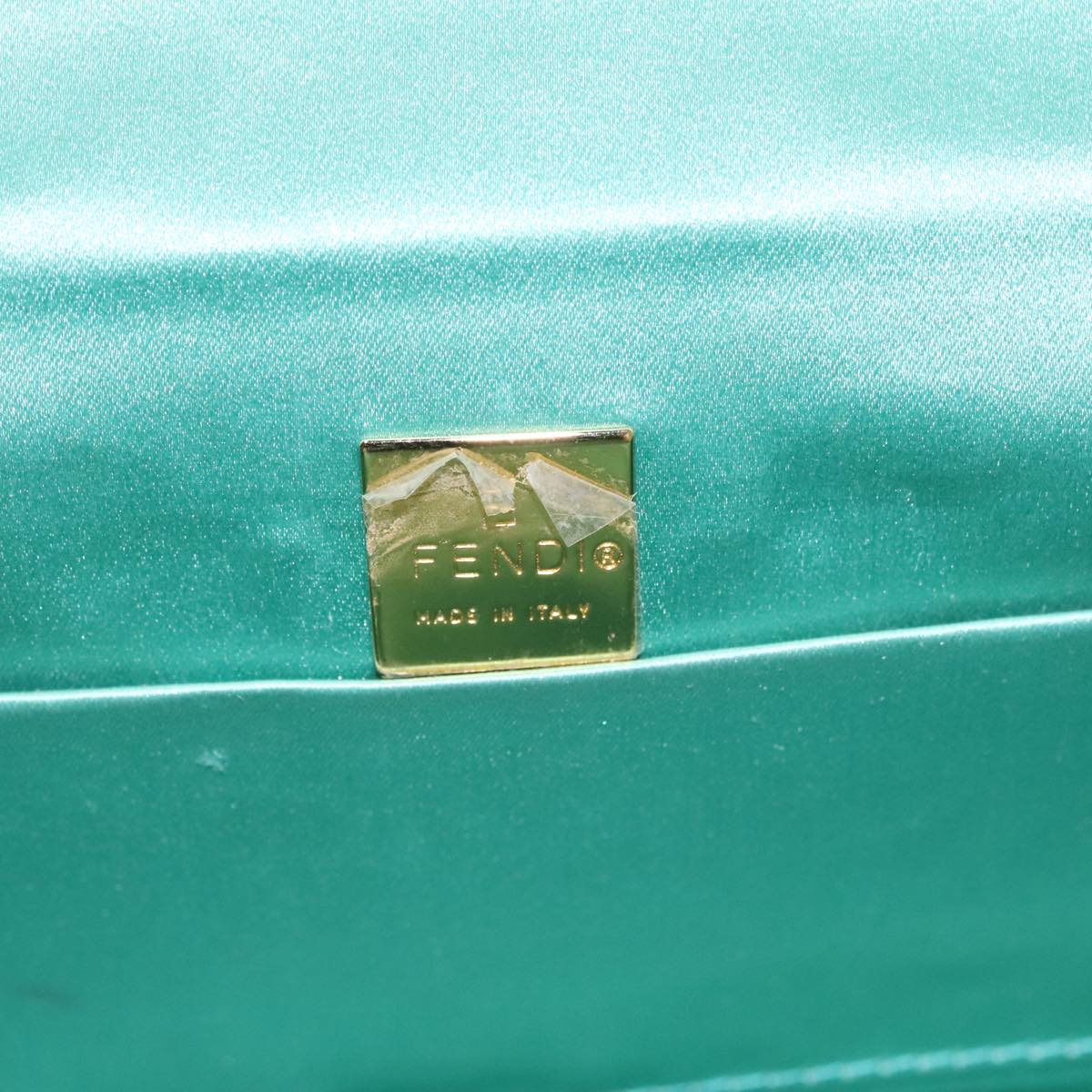 FENDI Hand Bag Leather Gold Turquoise 108060