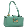 FENDI Hand Bag Leather Gold Turquoise 108060