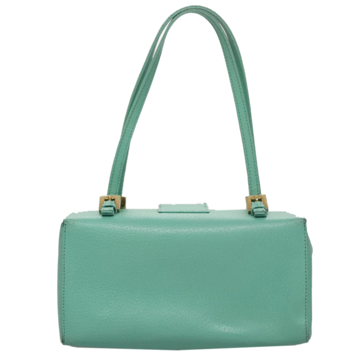 FENDI Hand Bag Leather Gold Turquoise 108060