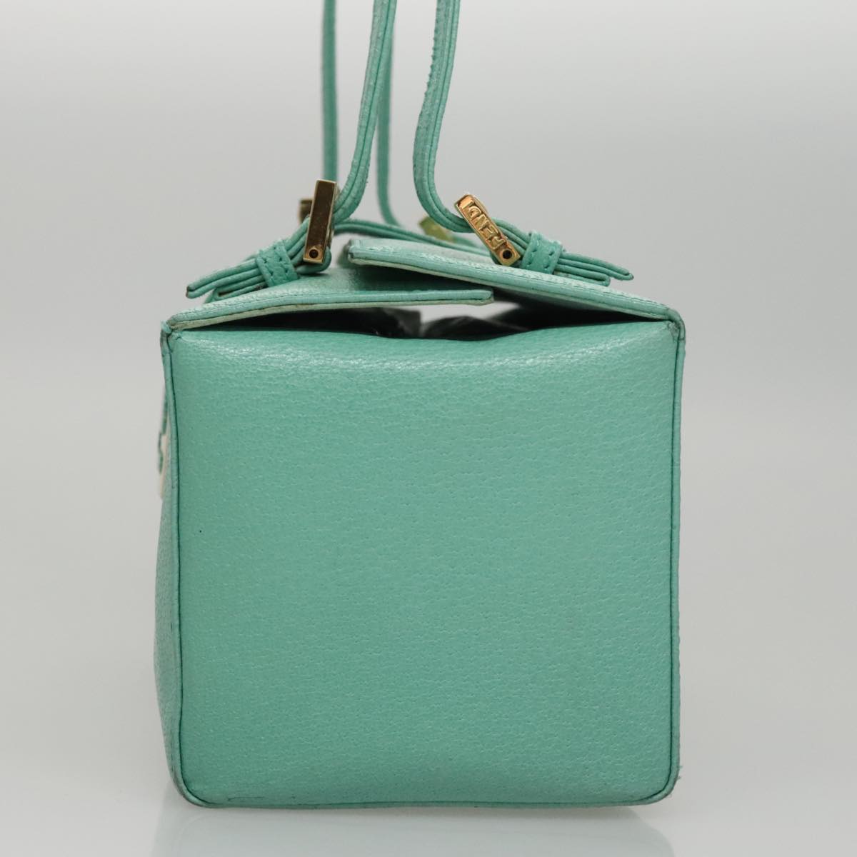 FENDI Hand Bag Leather Gold Turquoise 108060