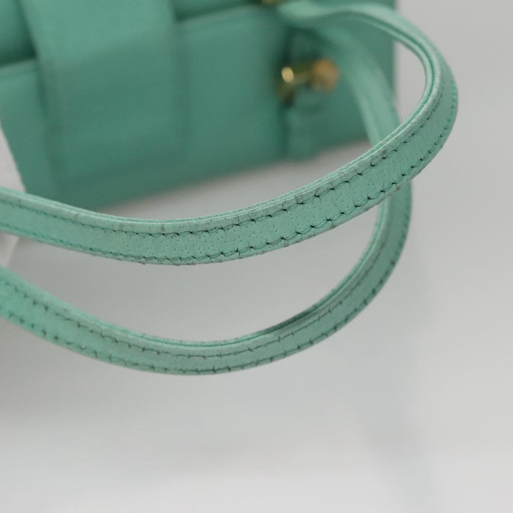 FENDI Hand Bag Leather Gold Turquoise 108060