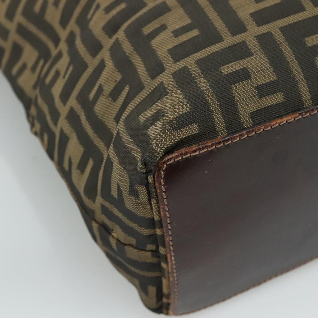FENDI Zucca Canvas Tote Bag Brown Black Silver 108092