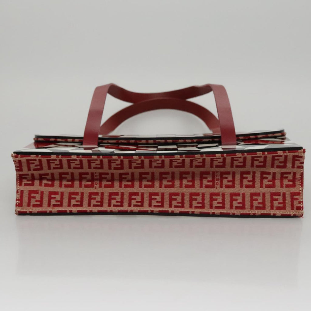 FENDI Zucchino Canvas Hand Bag Red 108149