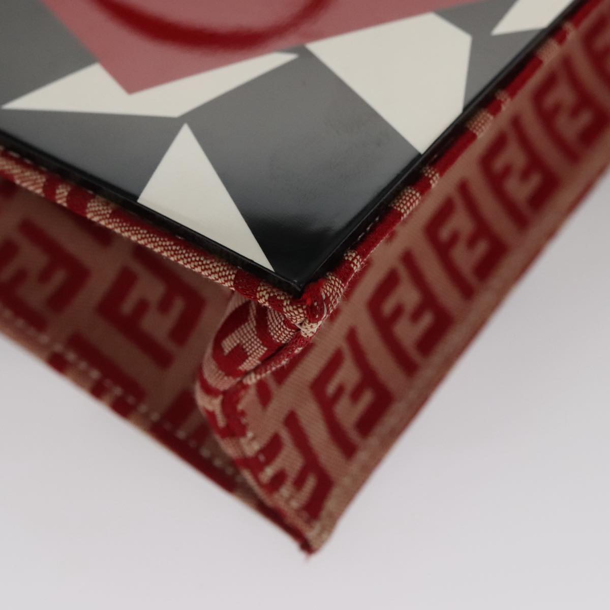 FENDI Zucchino Canvas Hand Bag Red 108149