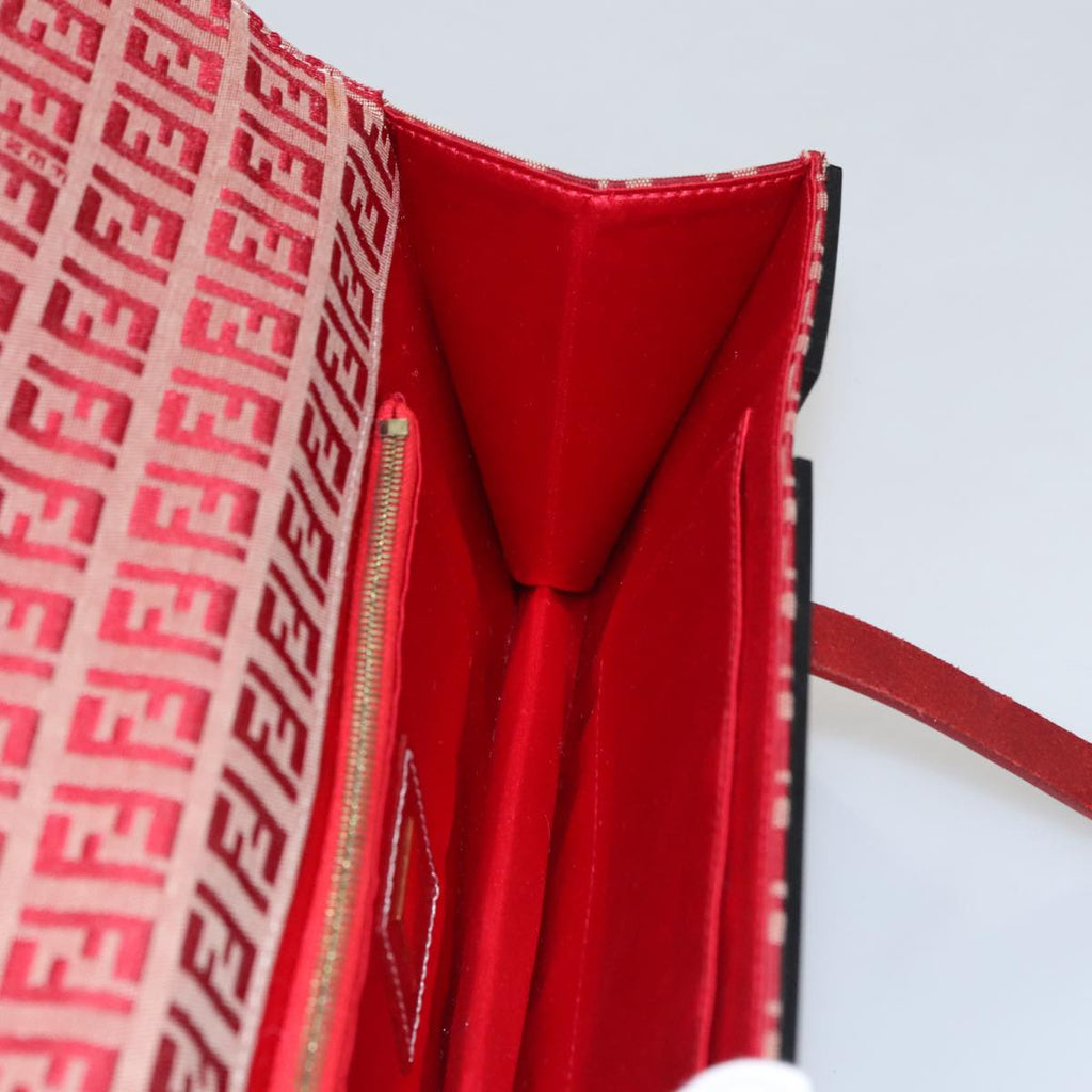 FENDI Zucchino Canvas Hand Bag Red 108149