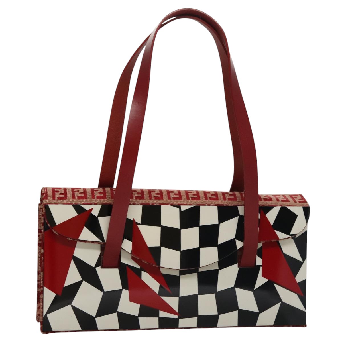FENDI Zucchino Canvas Hand Bag Red 108149