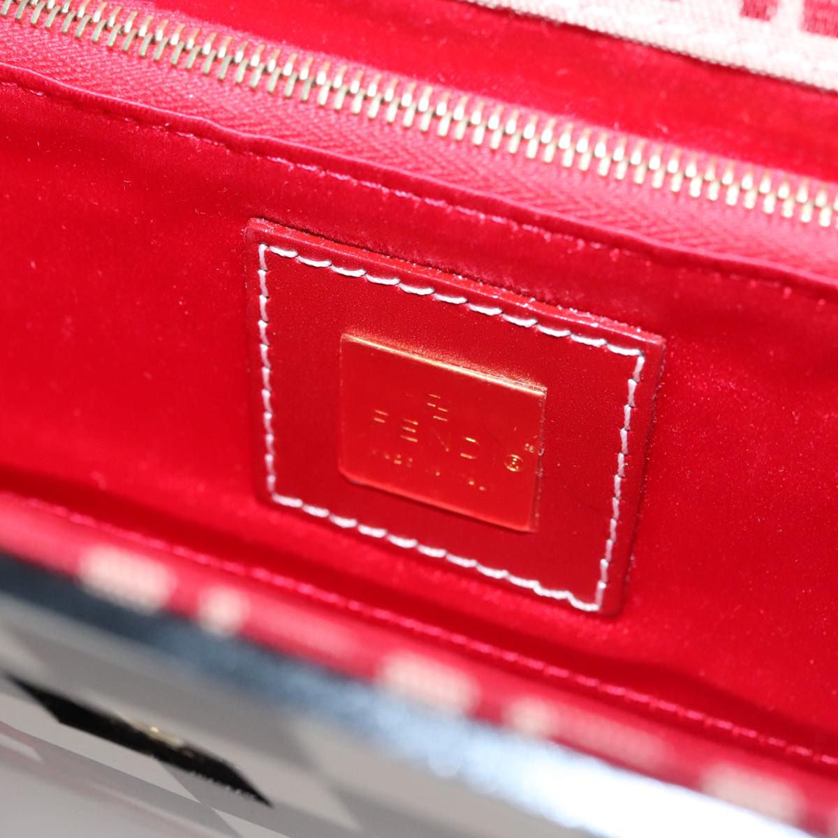 FENDI Zucchino Canvas Hand Bag Red 108149