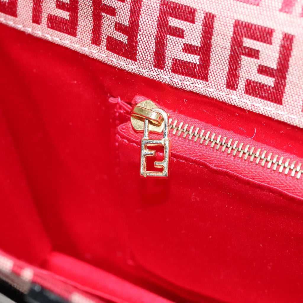 FENDI Zucchino Canvas Hand Bag Red 108149