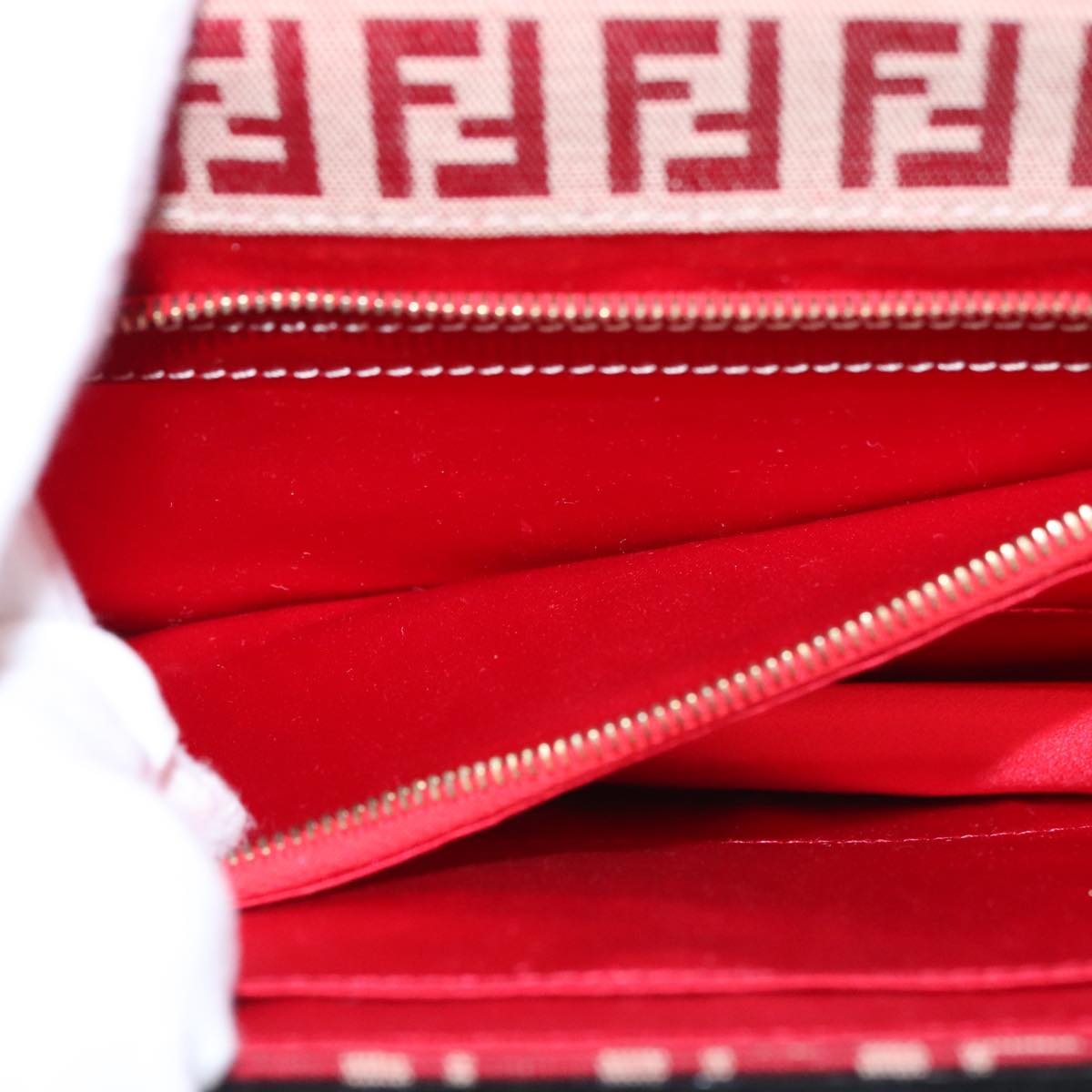 FENDI Zucchino Canvas Hand Bag Red 108149