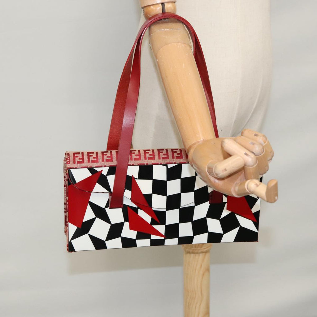 FENDI Zucchino Canvas Hand Bag Red 108149