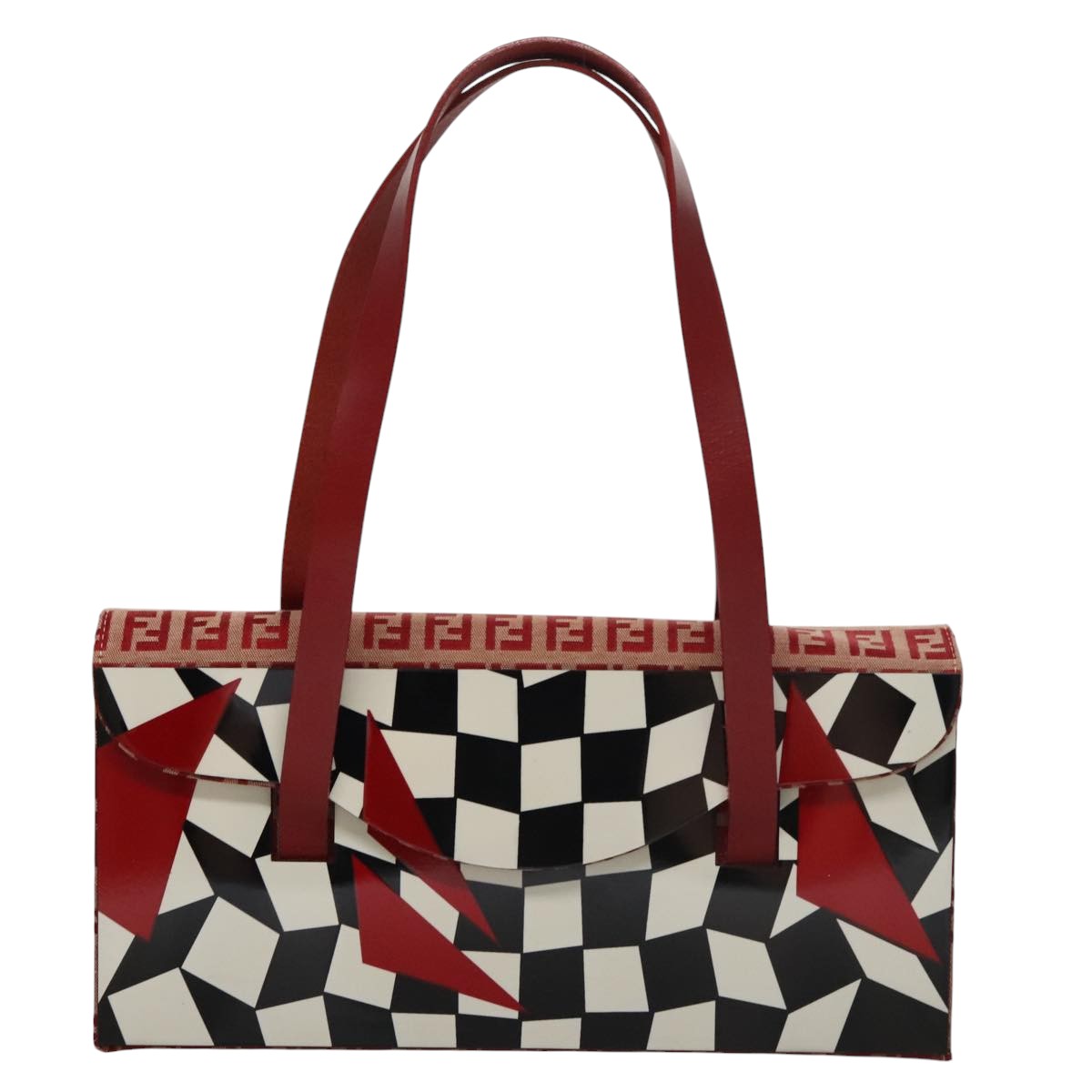 FENDI Zucchino Canvas Hand Bag Red 108149