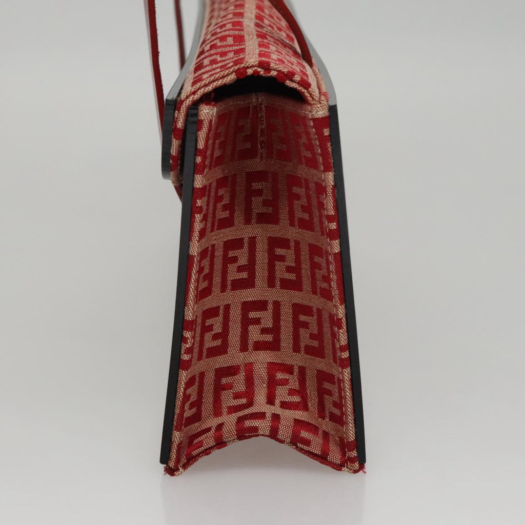 FENDI Zucchino Canvas Hand Bag Red 108149