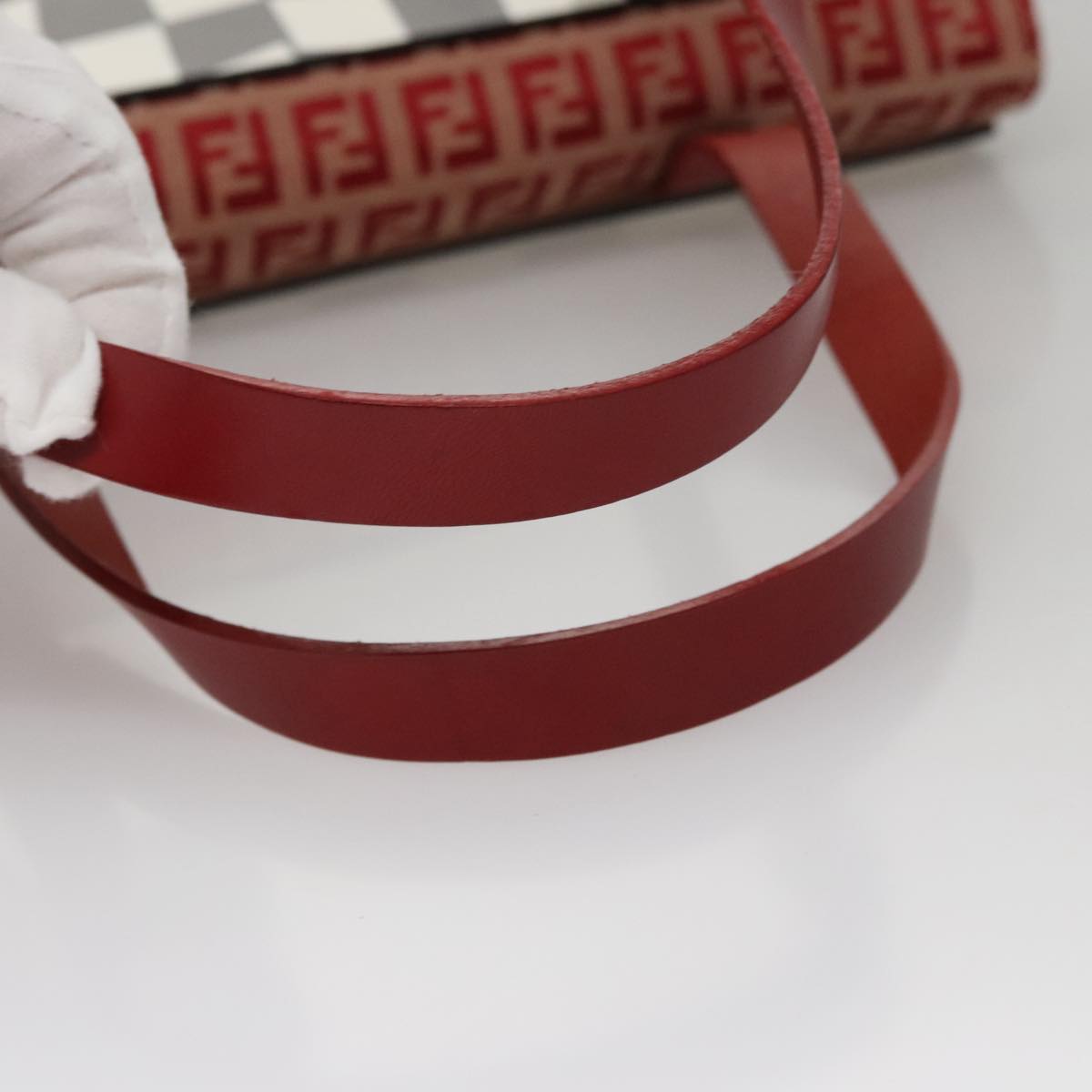 FENDI Zucchino Canvas Hand Bag Red 108149