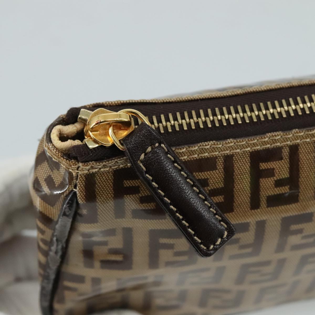 FENDI Zucchino Canvas Pouch Brown 108302