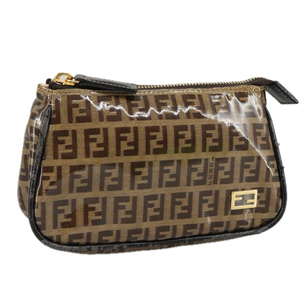FENDI Zucchino Canvas Pouch Brown 108302