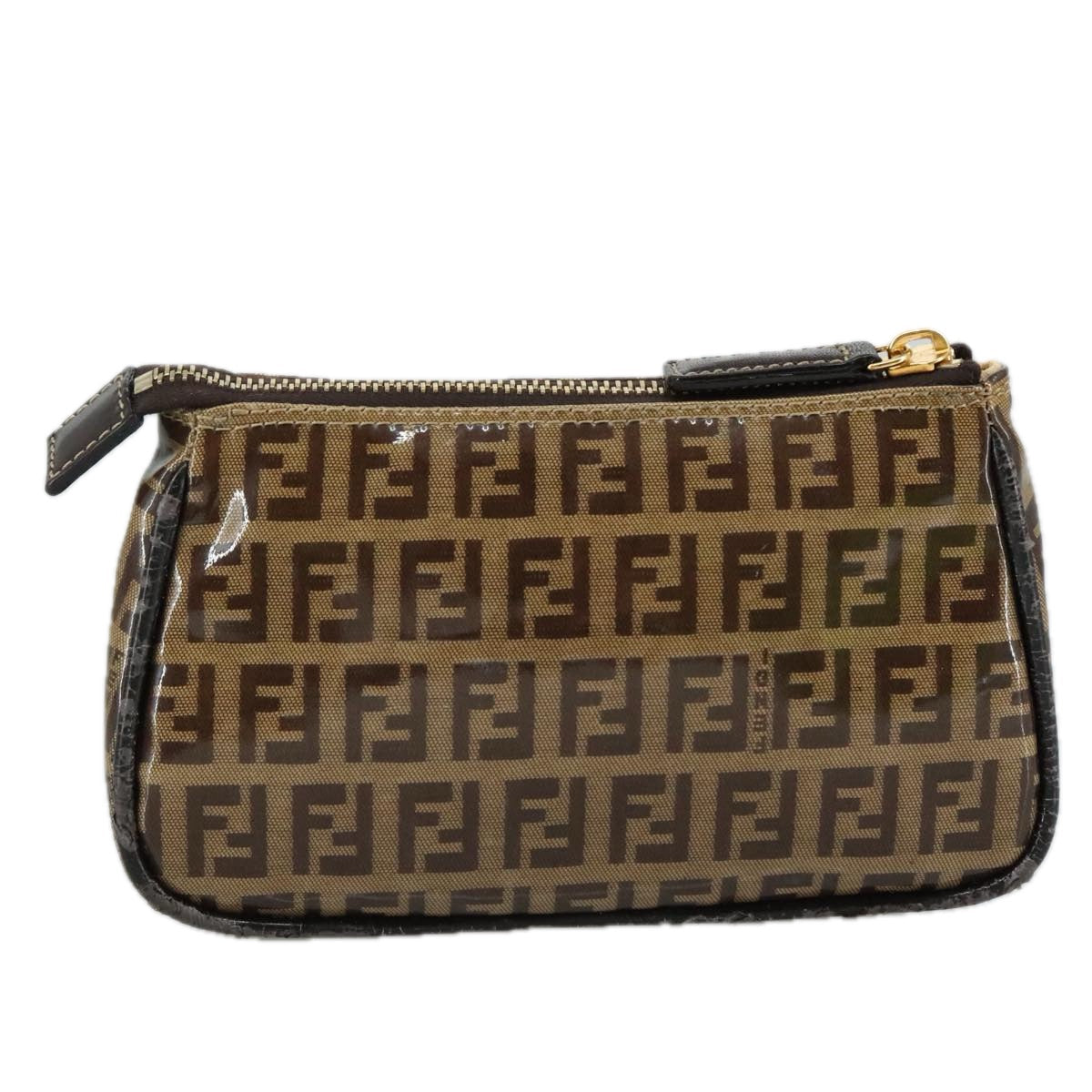 FENDI Zucchino Canvas Pouch Brown 108302