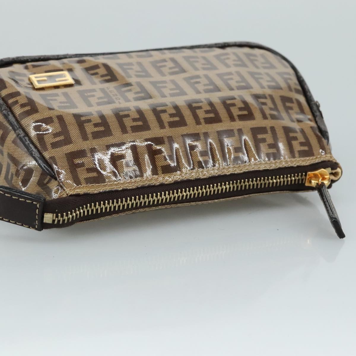 FENDI Zucchino Canvas Pouch Brown 108302