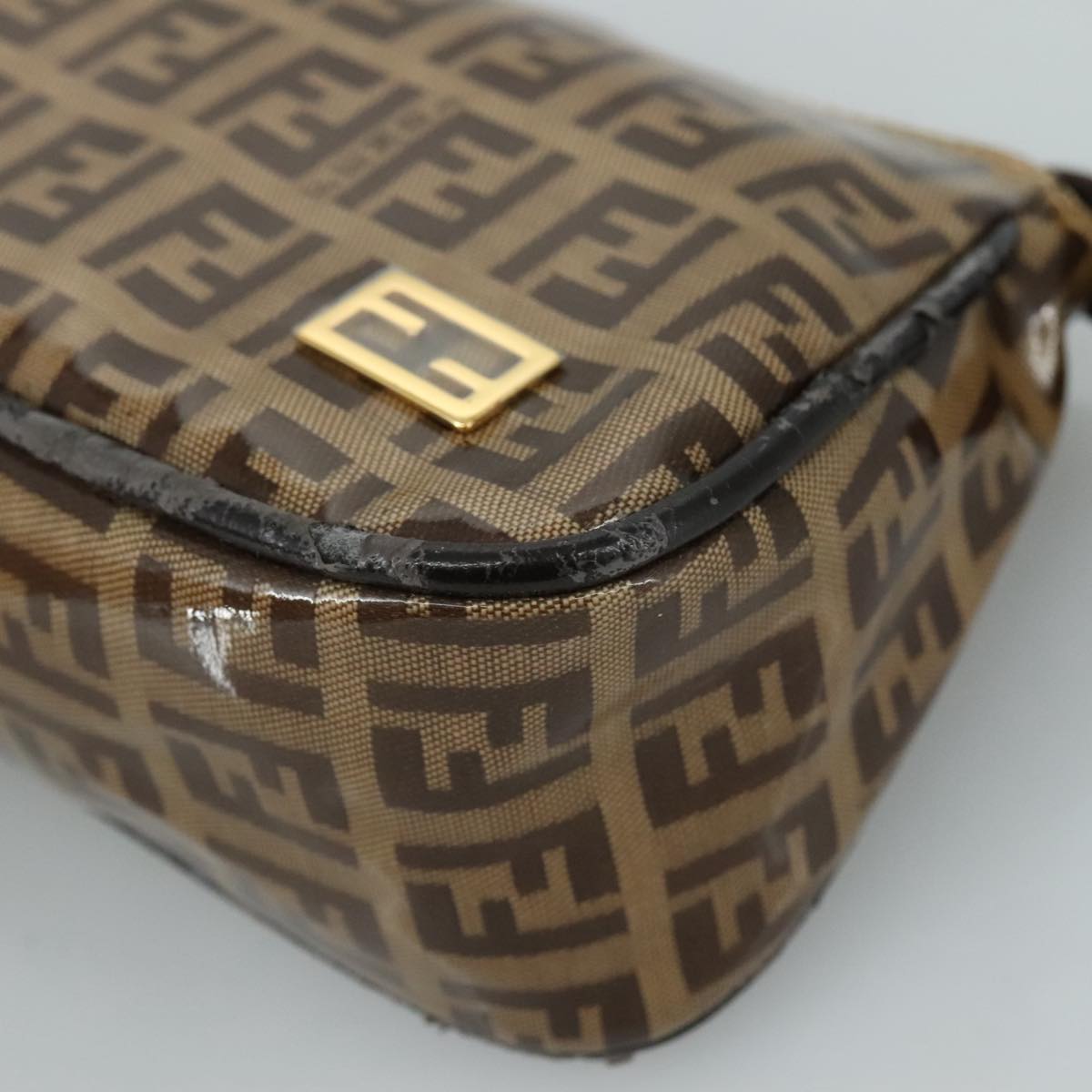 FENDI Zucchino Canvas Pouch Brown 108302