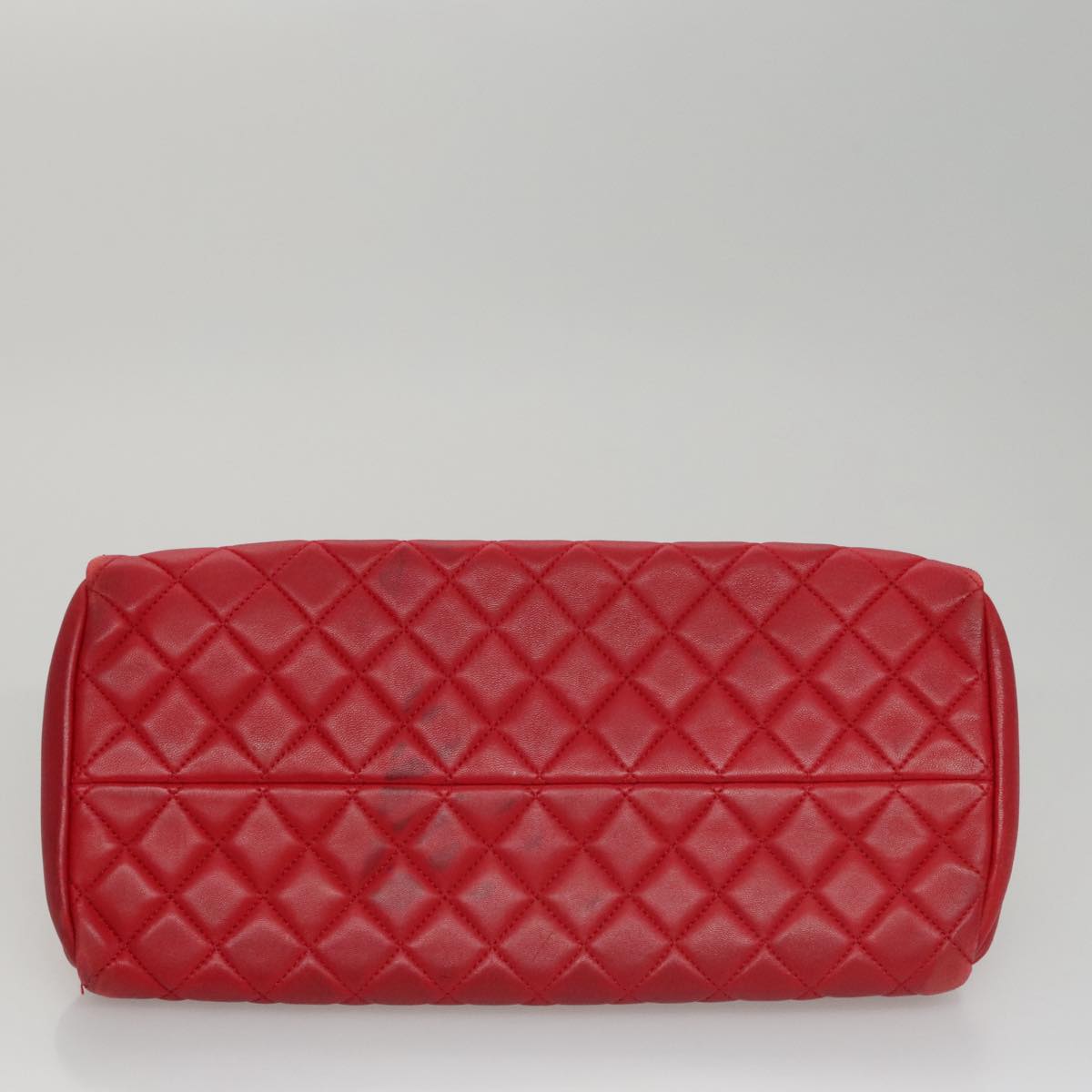 CHANEL Matelasse Chain Shoulder Bag Leather Red Gold CC 108309