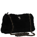 CHANEL Chain Shoulder Bag Leather Black CC 108324