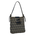 FENDI Zucchino Canvas Hand Bag Navy Silver 108378