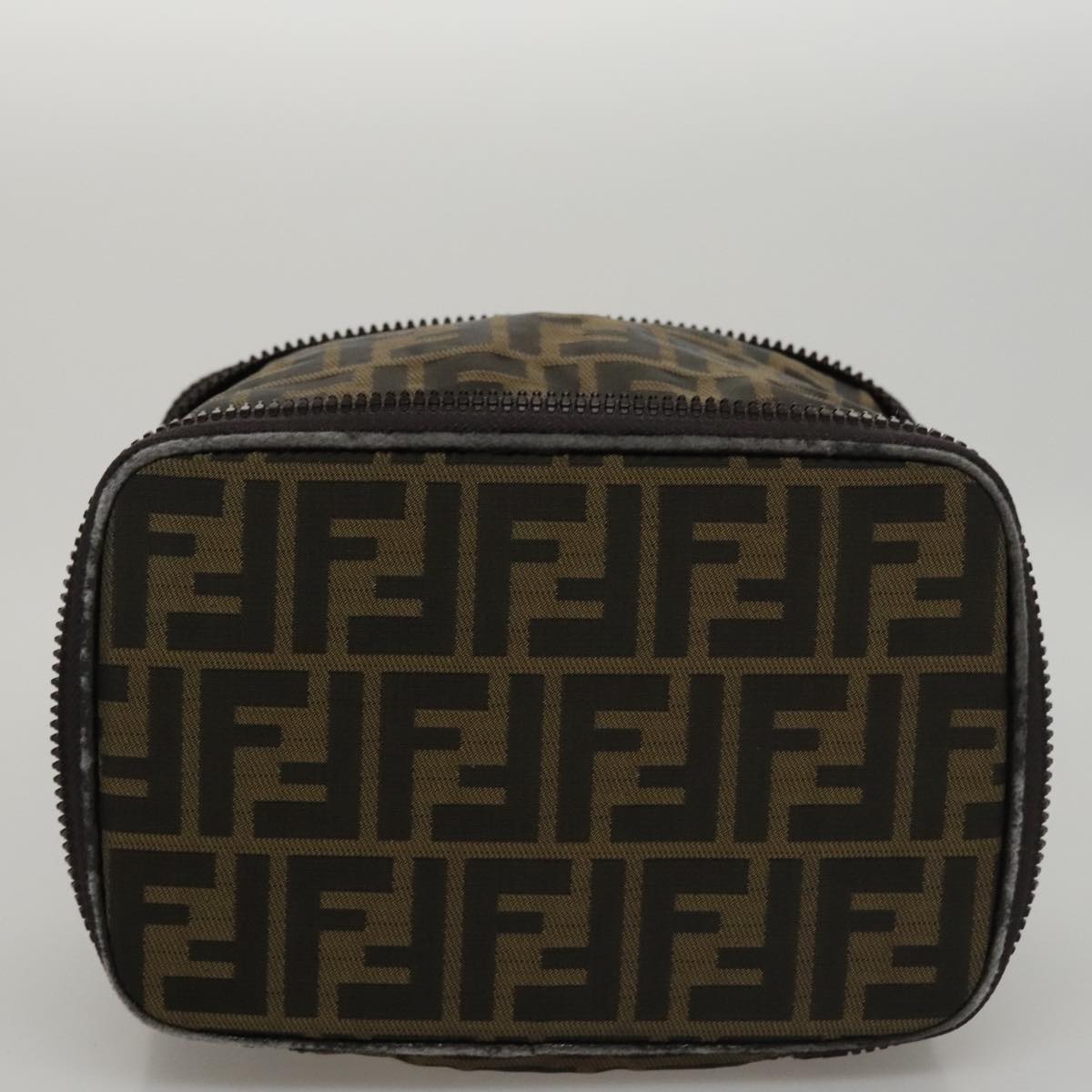 FENDI Zucca Canvas Vanity Pouch Brown Black 108539
