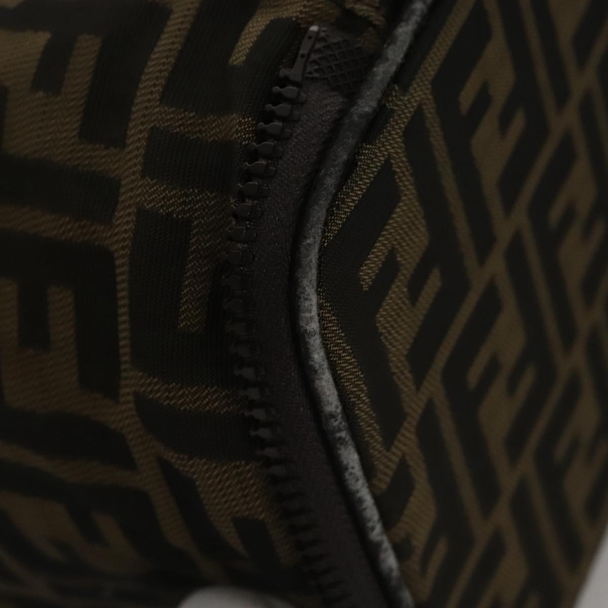 FENDI Zucca Canvas Vanity Pouch Brown Black 108539