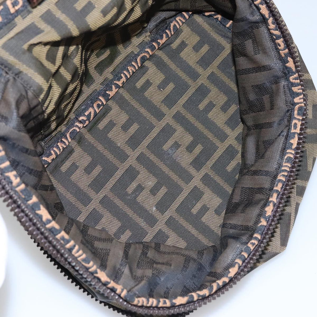 FENDI Zucca Canvas Vanity Pouch Brown Black 108539